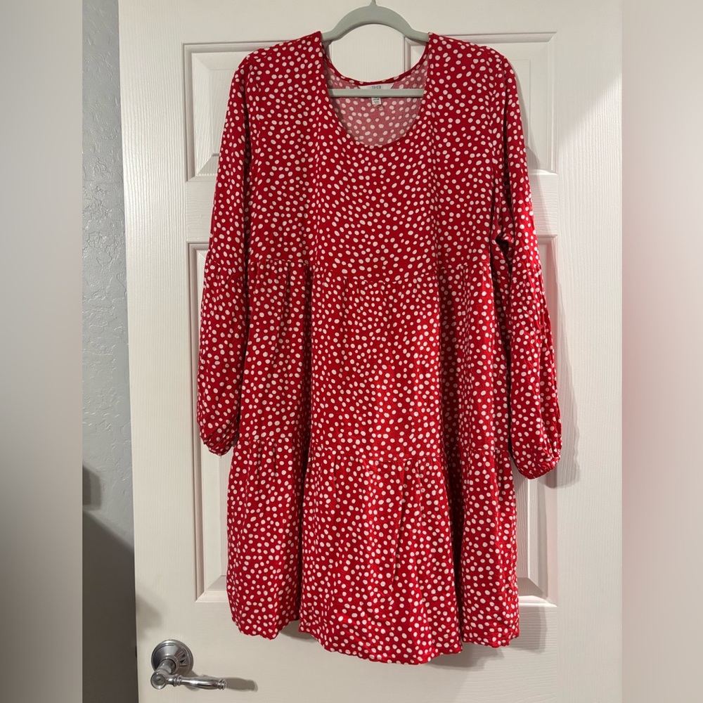 Time and Tru Red and White Polka Dot Dress
